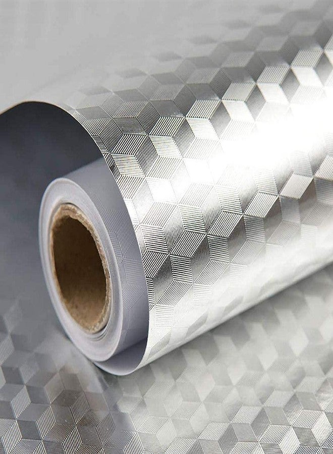 Dhavl Aluminum Roll Self Adhesive Wall Paper Roll Peel and Stick for Shelf Drawer Liners Kitchen Backsplash Peel and Stick Wallpaper Silver Aluminum Contact Paper Decorative Foil 40x 200cm - Image 1